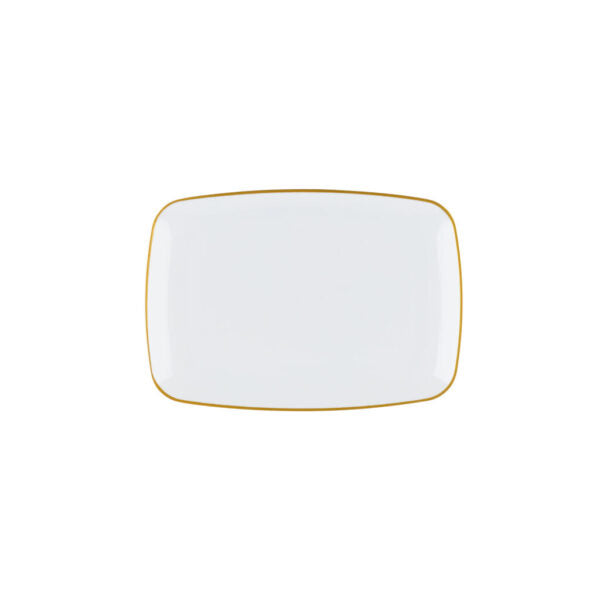 Organic White and Gold Rectangle Serving Dish