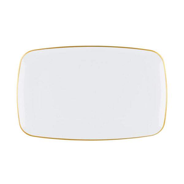 Organic White and Gold Rectangle Serving Dish