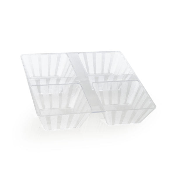 Clear Four Compartment Plastic Tray - 2 Count