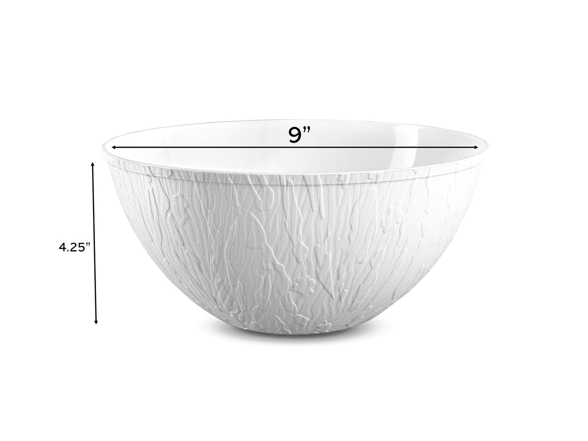 Wood Pattern White Plastic Salad Bowl - 5 Pack – Posh Setting