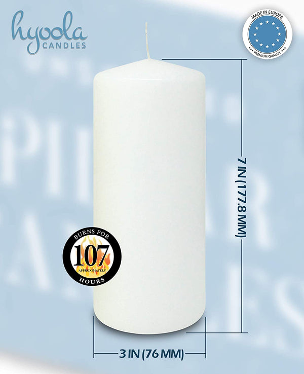 White Pillar Candles Unscented Dripless Clean Burning Smokeless Dinner Candle 3" x 7" 6 Pack