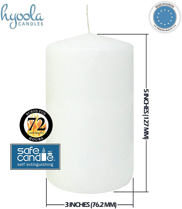 White Pillar Candles Unscented Dripless Clean Burning Smokeless Dinner Candle 3" x 5" 6 Pack