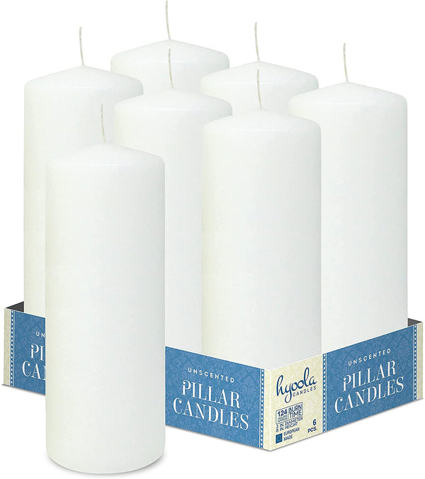 White Pillar Candles Unscented Dripless Clean Burning Smokeless Dinner Candle 3" x 8" 6 Pack