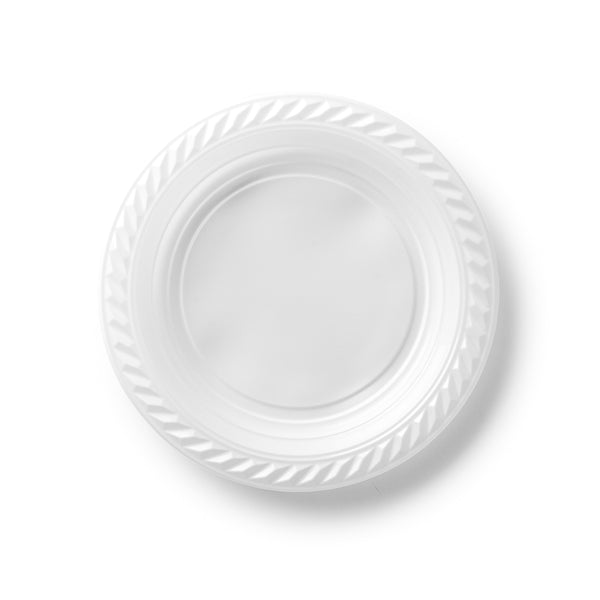 7 Inch White Round Plastic Salad Plate 100 Pack - Classico