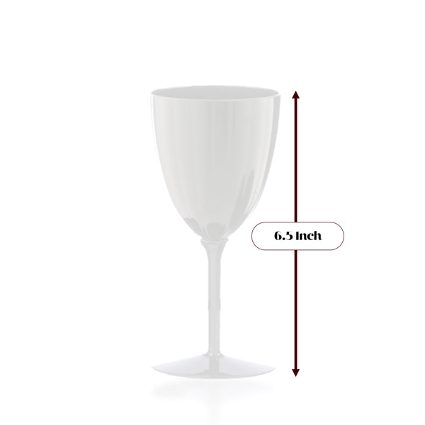 7 Oz 1-Piece White Plastic Disposable Wine Goblet - 8 Pack