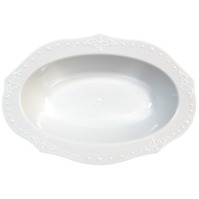 5 Inch White Oval Plastic Dessert Bowl - Antique