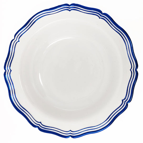 Blue and White Round Plastic Plates 10 Pack - Aristocrat