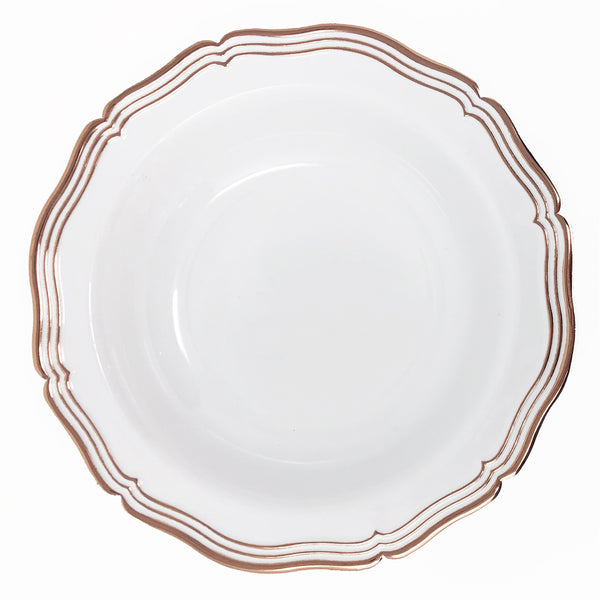 Rose Gold and White Round Plastic Plates