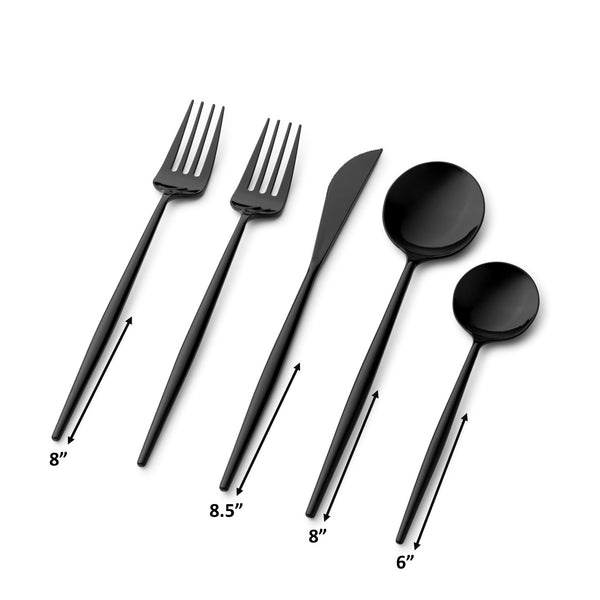 Noble Collection Black Flatware Set 40 Count-Setting for 8