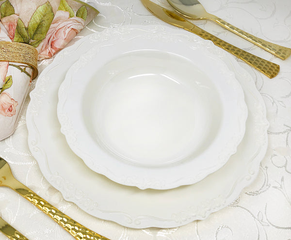 Cream Round Plastic Dinnerware Value Set