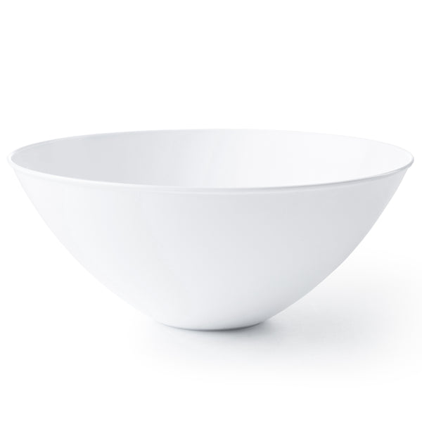 White Organic Plastic Salad Bowl With Clear Lids - 2 Pack