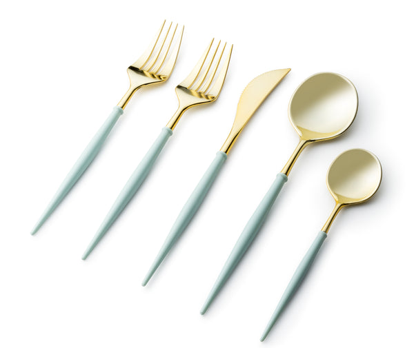 Gold And Turquoise Flatware Set