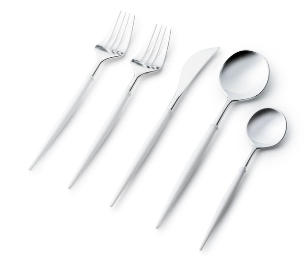 Noble Collection Silver And White Flatware Set 40 Count-Setting for 8