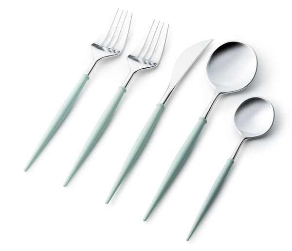 Noble Collection Silver And Turquoise Flatware Set 40 Count-Setting for 8