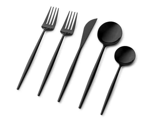 Noble Collection Black Flatware Set 40 Count-Setting for 8