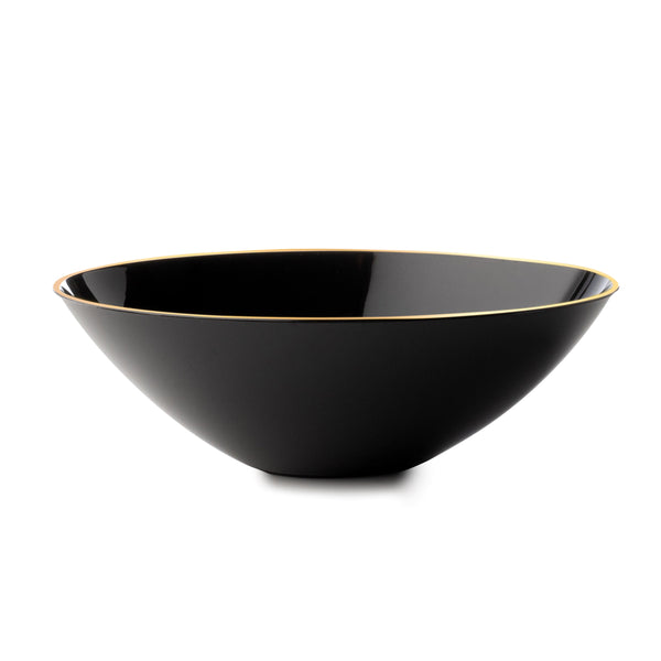 Black and Gold Round Plastic Plates - Stroke