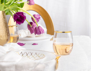 Clear Stemless Wine Goblets With Gold Rim