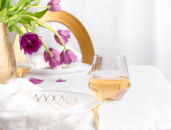 Clear Stemless Diamond Shaped Wine Glasses