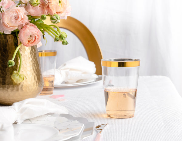 Clear Plastic Tumblers With Gold Rim