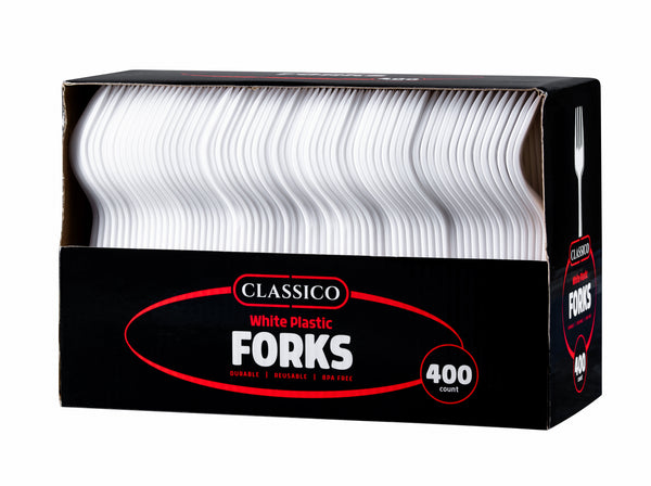 Basic Cutlery Collection White Plastic Flatware - 400 Pack