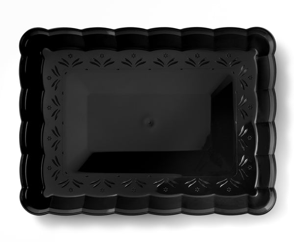 Scalloped Black Rectangular Serving Tray - 4 Count