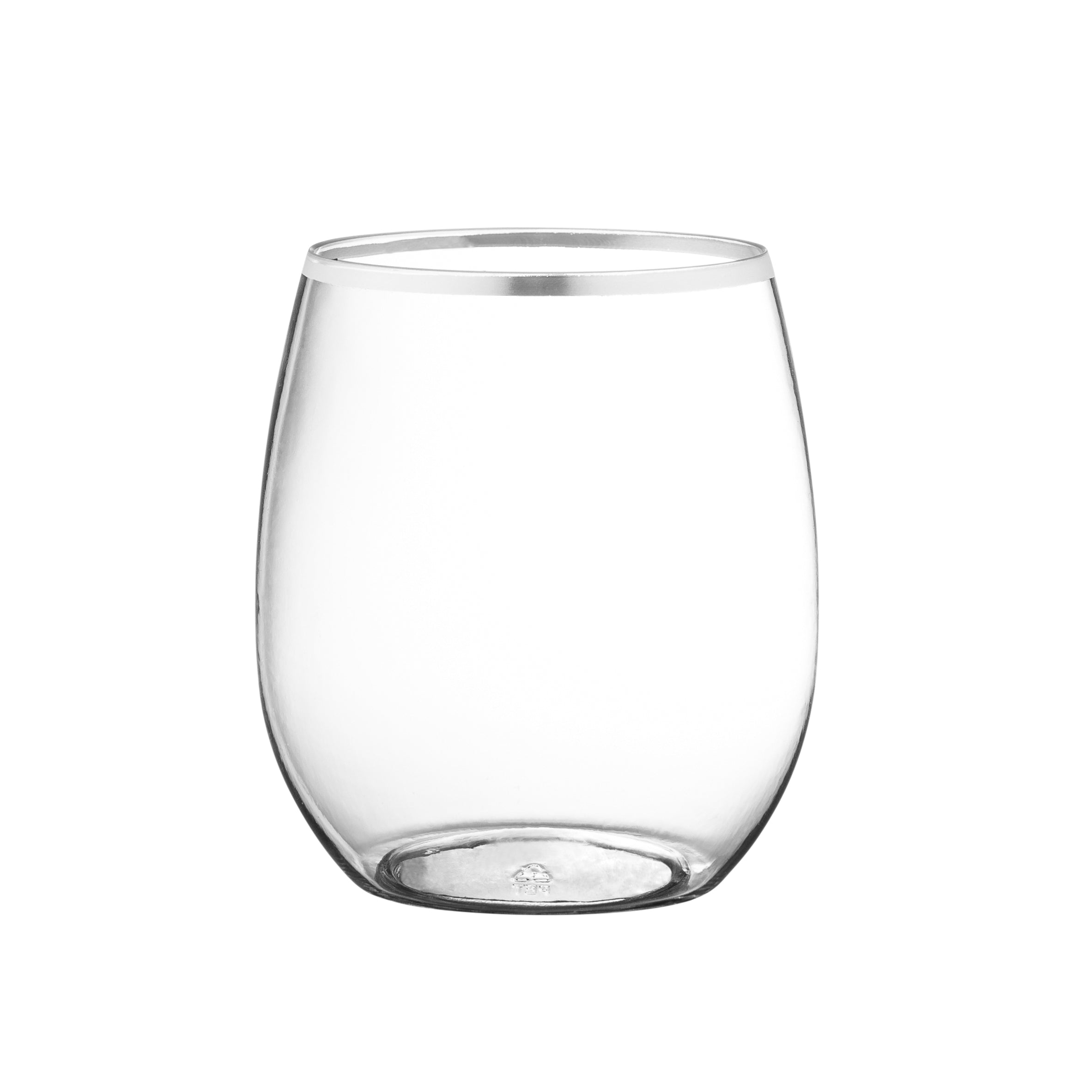 12 oz. Clear Stemless Wine Goblets With Silver Rim 6 Pack – Posh Setting