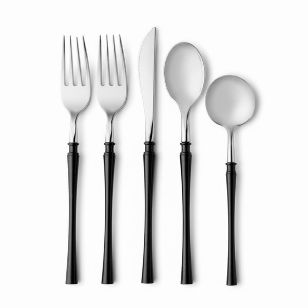 Fusion Collection Black/Silver Flatware Set 40 Count - Setting for 8