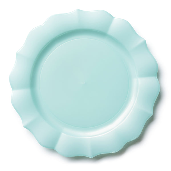 Turquoise Round Plastic Plates - Scalloped