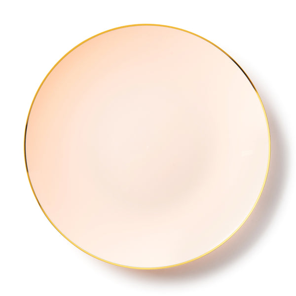 32 Pack Pink and Gold Round Plastic Dinnerware Set (16 Guests) - Organic
