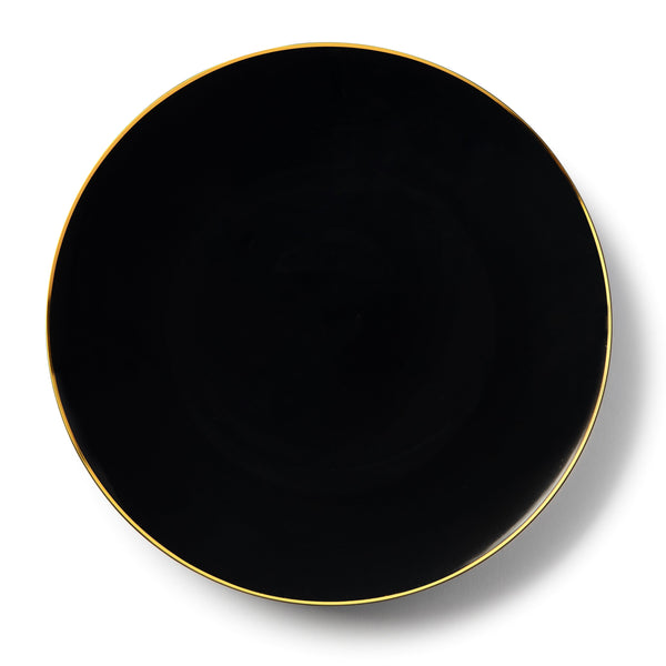 32 Pack Black and Gold Round Plastic Dinnerware Set (16 Guests) - Organic