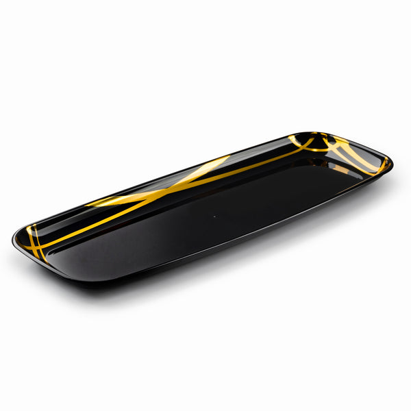 Twist Black and Gold Oval Serving Dish - 2 Pack