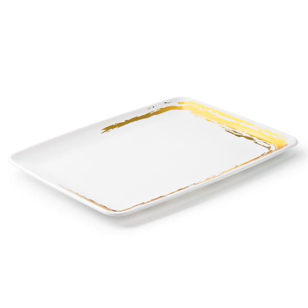 Whisk White and Gold Rectangle Serving Dish - 2 Pack