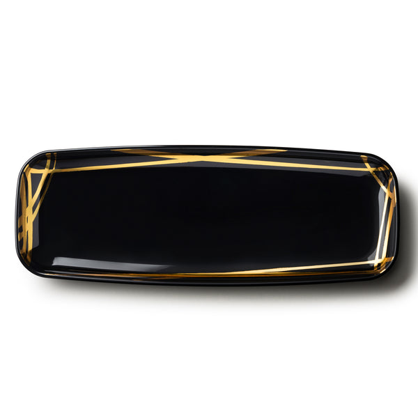 Twist Black and Gold Oval Serving Dish - 2 Pack
