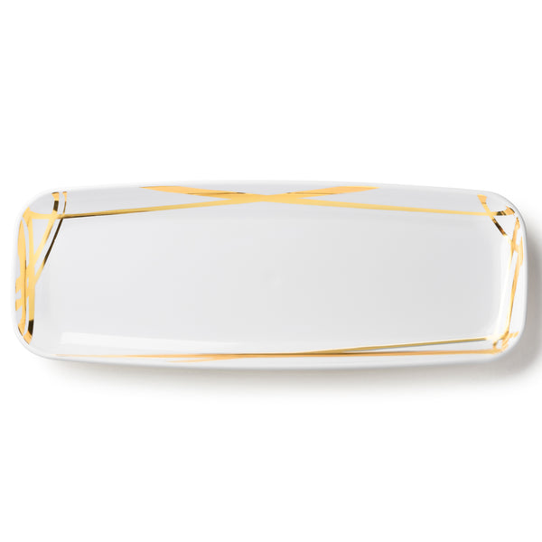 Twist White and Gold Oval Serving Dish - 2 Pack