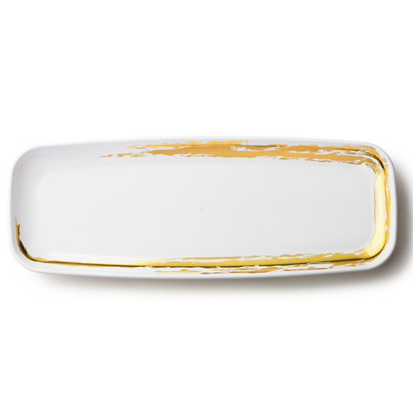 Whisk White and Gold Oval Serving Dish - 2 Pack