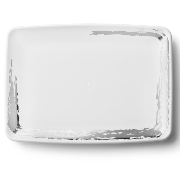 Whisk White and Silver Rectangle Serving Dish - 2 Pack