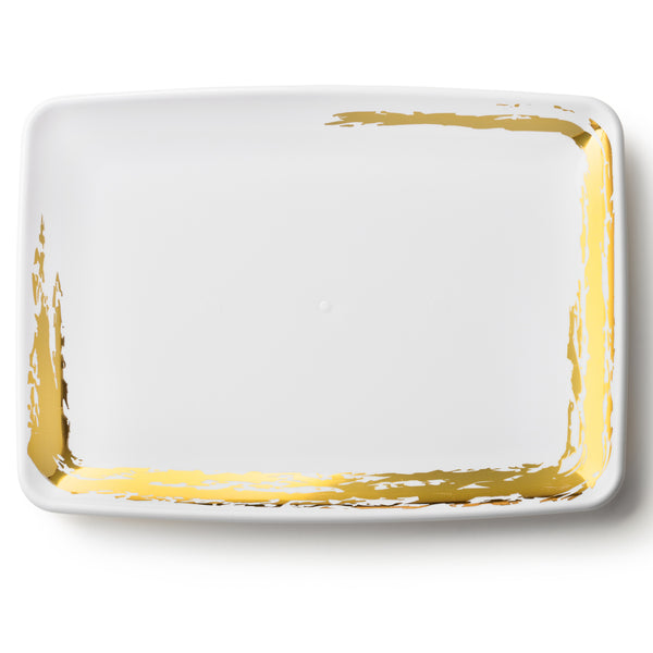 Whisk White and Gold Rectangle Serving Dish - 2 Pack