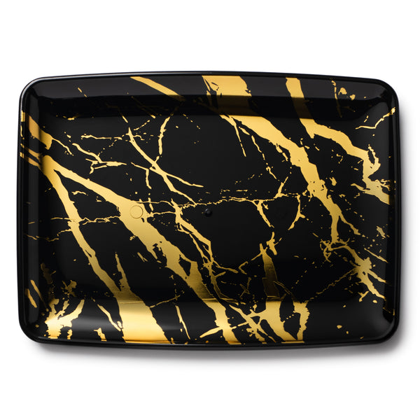 Marble Black and Gold Rectangle Serving Dish - 2 Pack