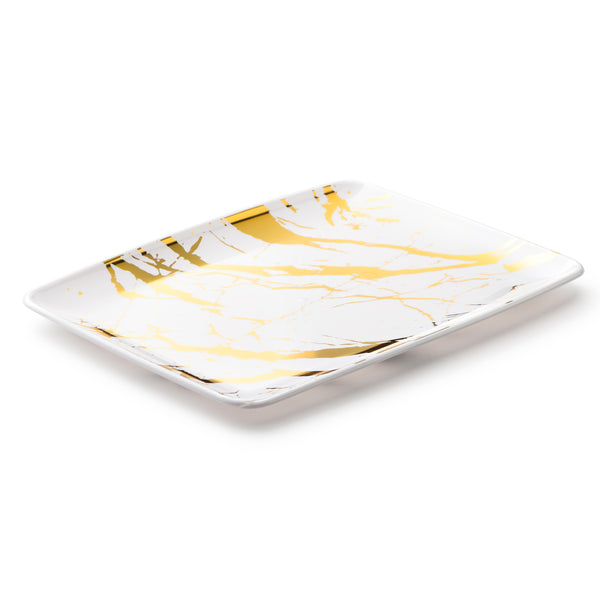 Marble White and Gold Rectangle Serving Dish - 2 Pack