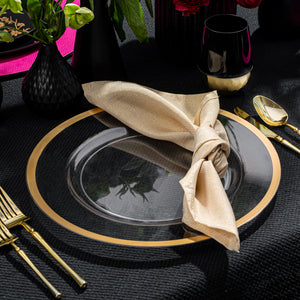 Black Stemless Wine Goblets with Hammered Gold Design
