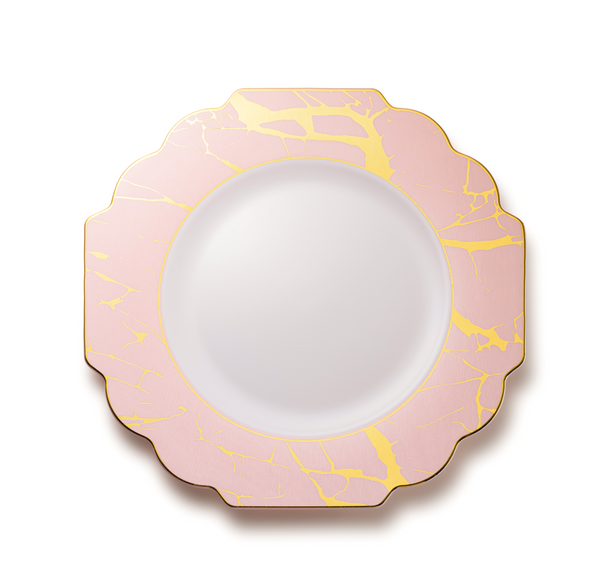 Pink and Gold Marble Plastic Plates