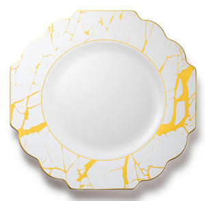 White and Gold Marble Plastic Plates