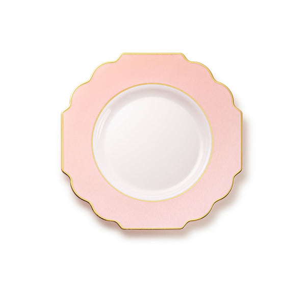 Pink and Gold Rim Plastic Plates