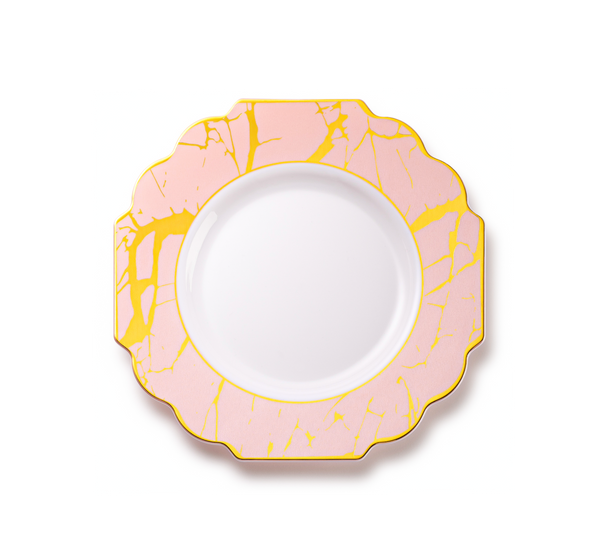 Pink and Gold Marble Plastic Plates