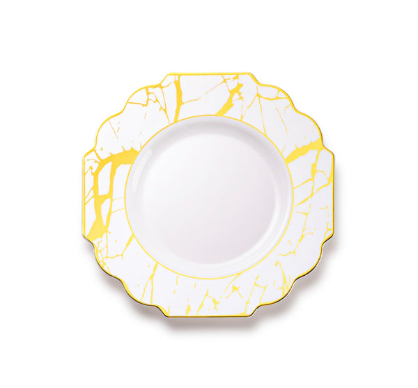 White and Gold Marble Plastic Plates