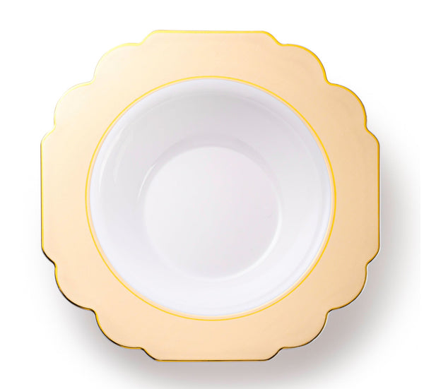Gold and Gold Rim Plastic Bowl