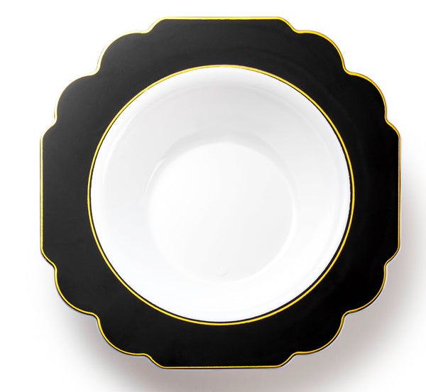 Black and Gold Rim Plastic Bowl