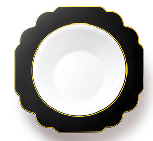 Black and Gold Rim Plastic Bowl