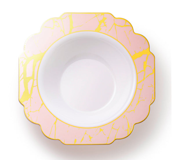 Pink and Gold Marble Plastic Bowl