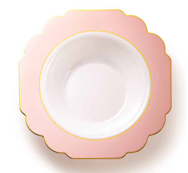Pink and Gold Rim Plastic Bowl